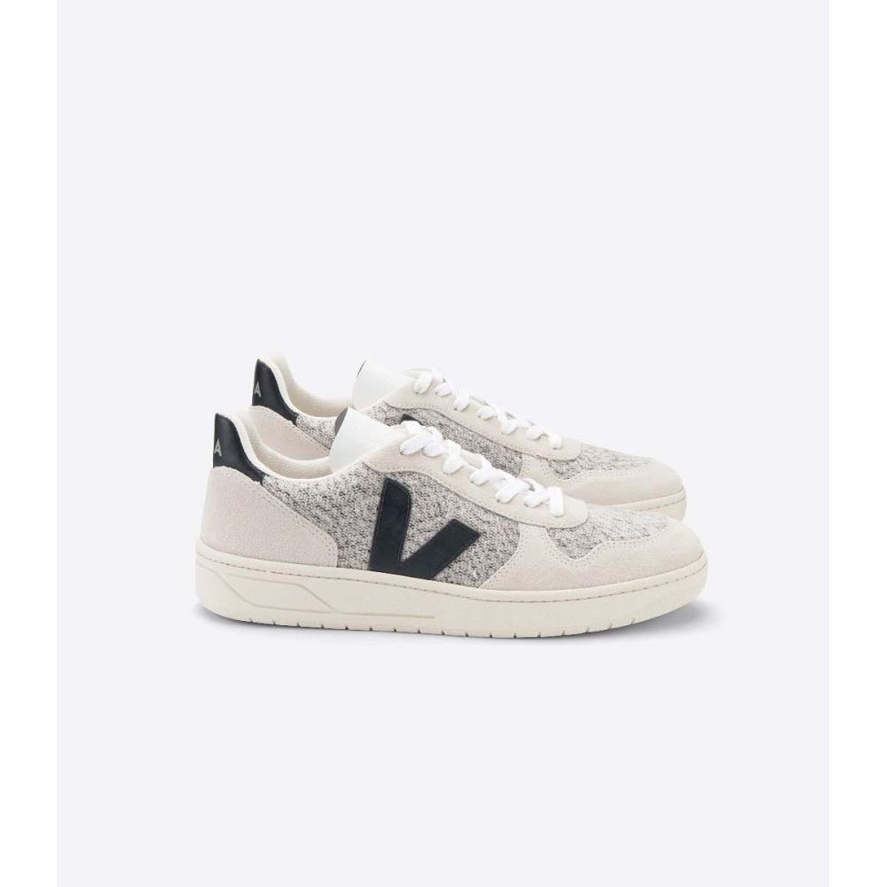 Veja V-10 FLANNEL Women\'s Sneakers White/Black | CA 643ZUT